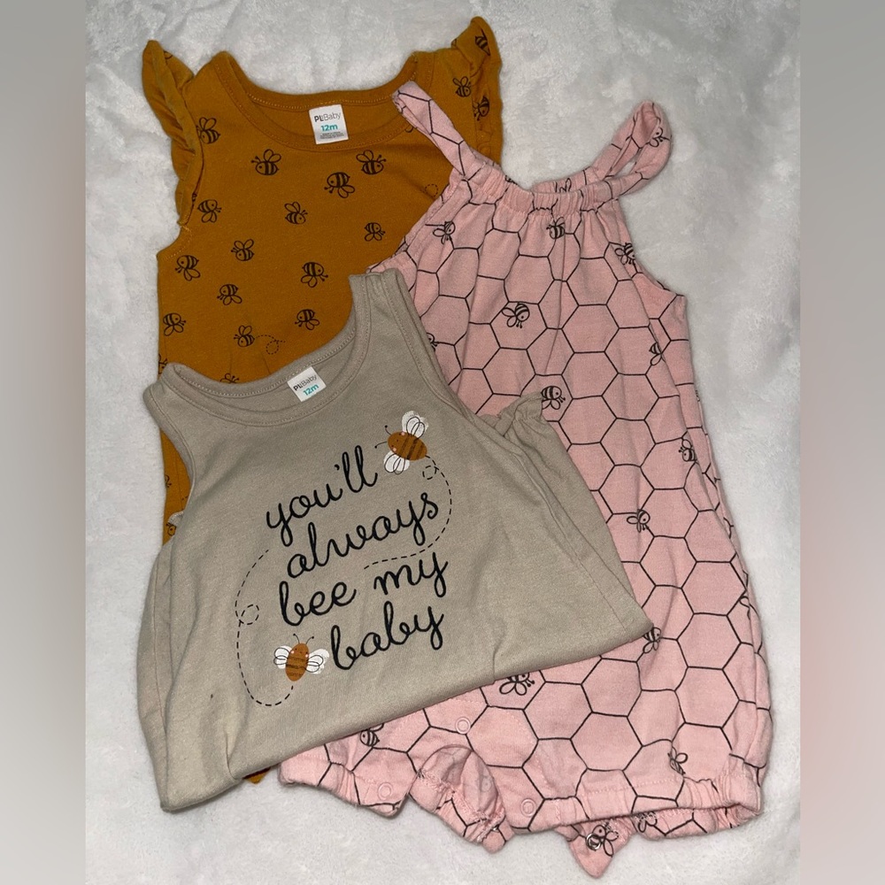 PL Baby 12 Month Bee Rompers